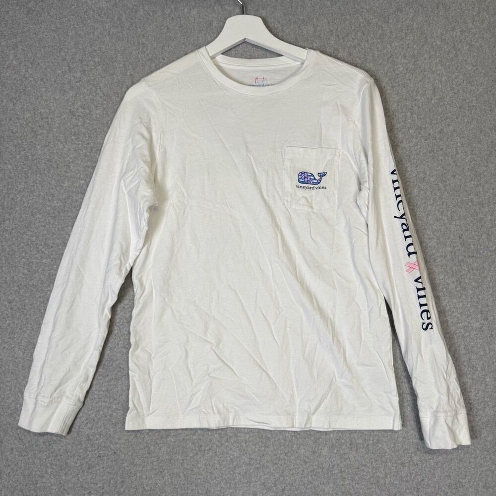 Vineyard Vines Boy Size Large (16) White Long Sleeve Crewneck Essentials T-Shirt